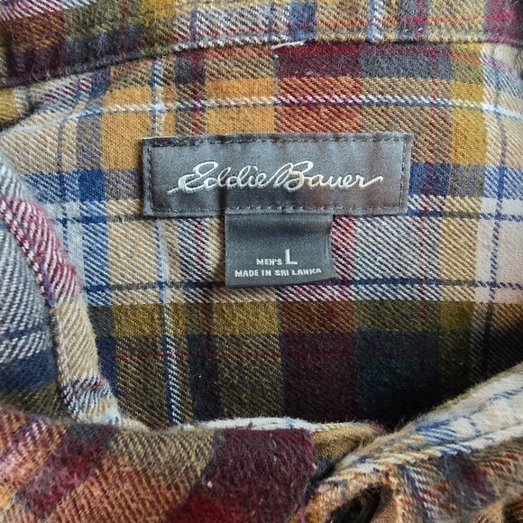Eddie Bauer Shirt Mens Large Brown Flannel Button Up Plaid Outdoors Gorpcore A17 - Picture 8 of 8
